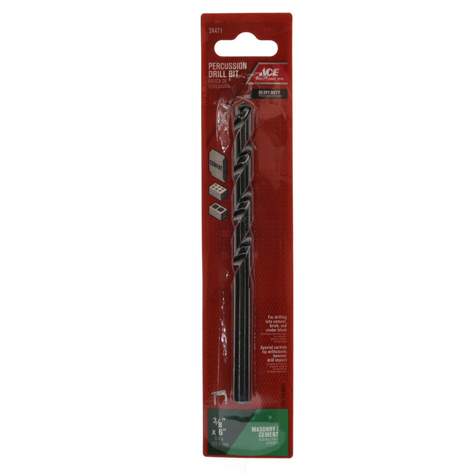 ACE Hardware 24471 3/8" x 6" Steel Percussion Drill Bit, Straight Shank