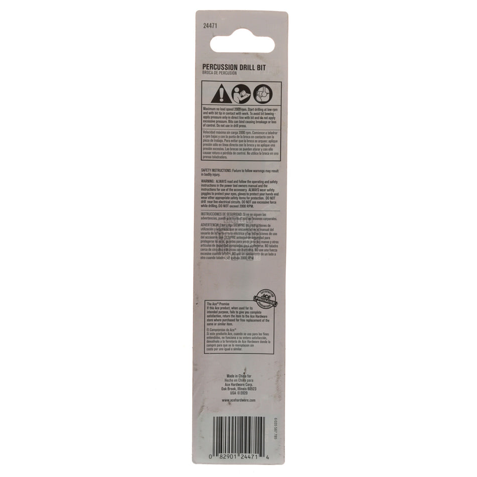 ACE Hardware 24471 3/8" x 6" Steel Percussion Drill Bit, Straight Shank