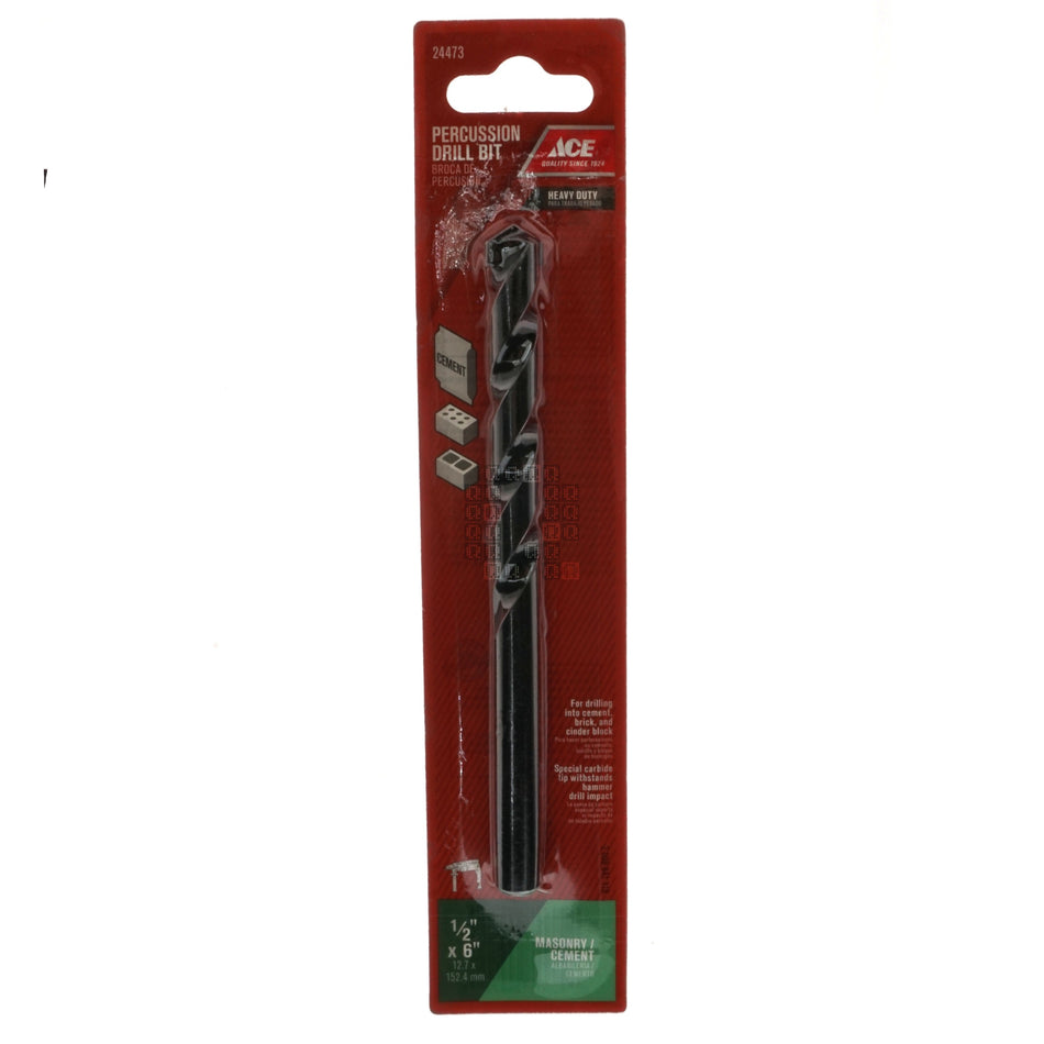 ACE Hardware 24473 1/2" x 6" Steel Percussion Drill Bit, Straight Shank