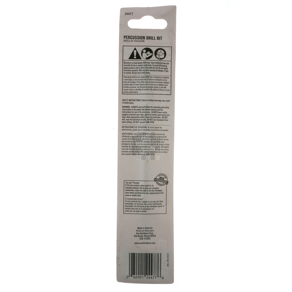 ACE Hardware 24477 5/8" x 6" Carbide Percussion Drill Bit, 3/8" Reduced Shank