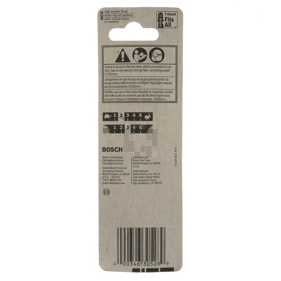 BOSCH 2608663A04 T119B03 HCS 3-Piece T-Shank 12TPI Basic Wood-Scroll Jig Saw Blade Set