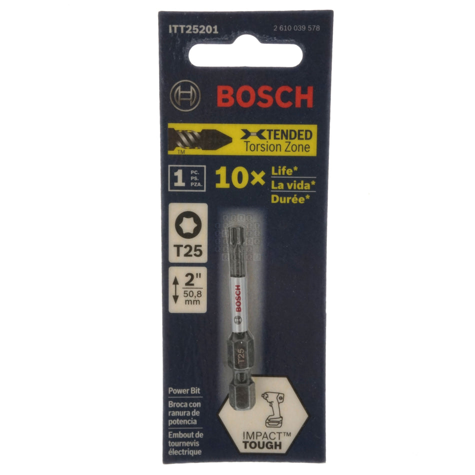 Bosch ITT25201 Impact Tough T25 TORX Insert Power Bit, 2" Length, 2610039578