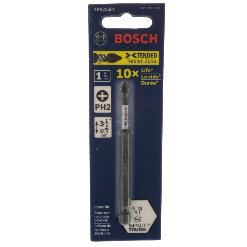 Bosch ITPH23501 2610039583 Impact Tough PH2 #2 Phillips Power Bit, 3.5" Length