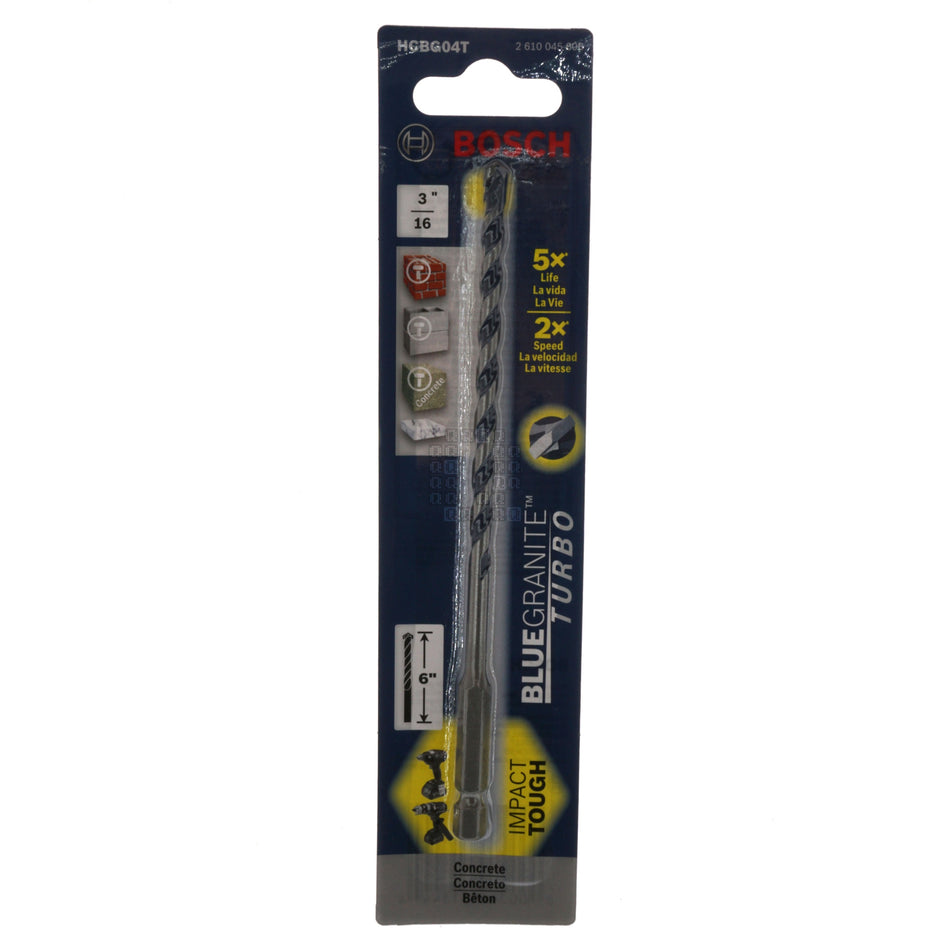 Bosch 2610045806 HCBG04T 3/16" x 6" BlueGranite Turbo Carbide Hammer Drill Bit