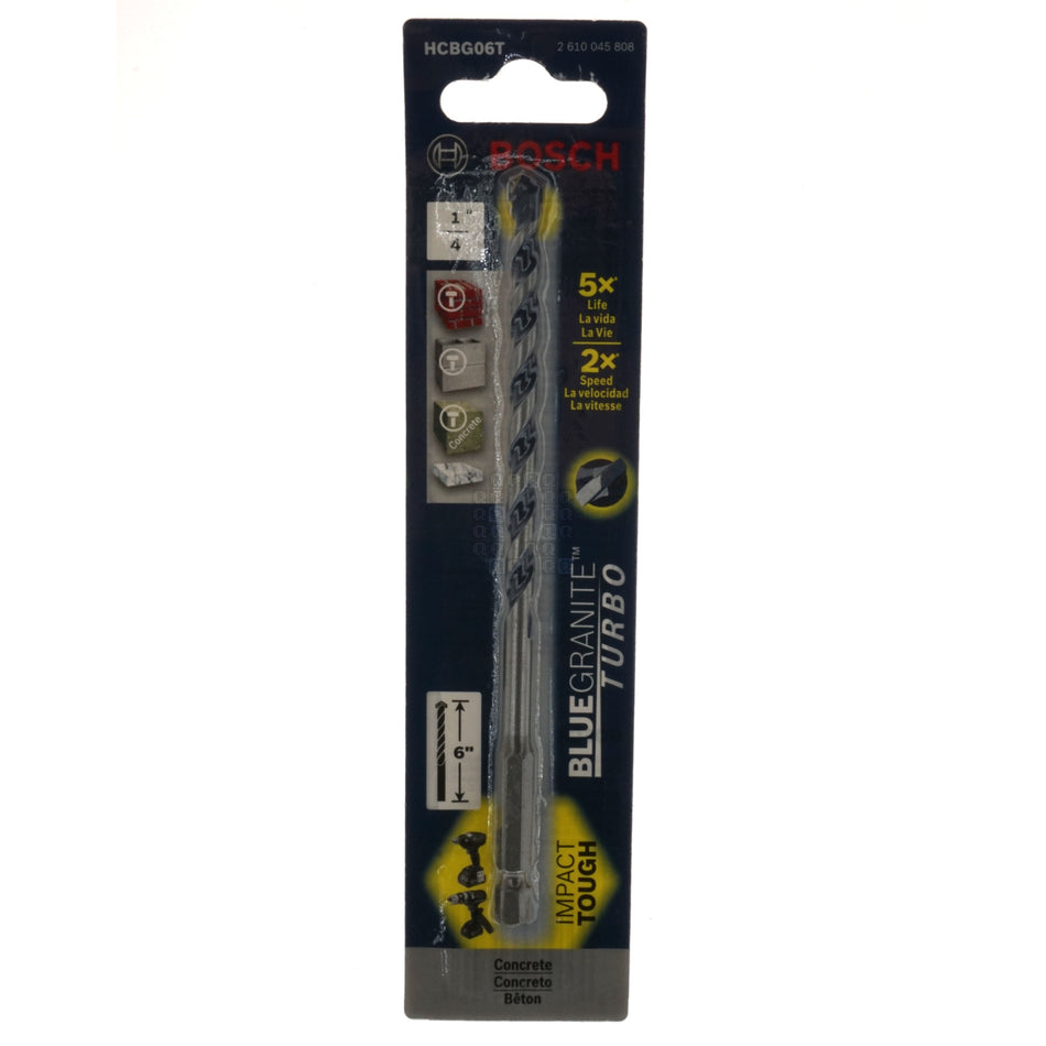 Bosch 2610045808 HCBG06T 1/4" x 6" BlueGranite Turbo Carbide Hammer Drill Bit