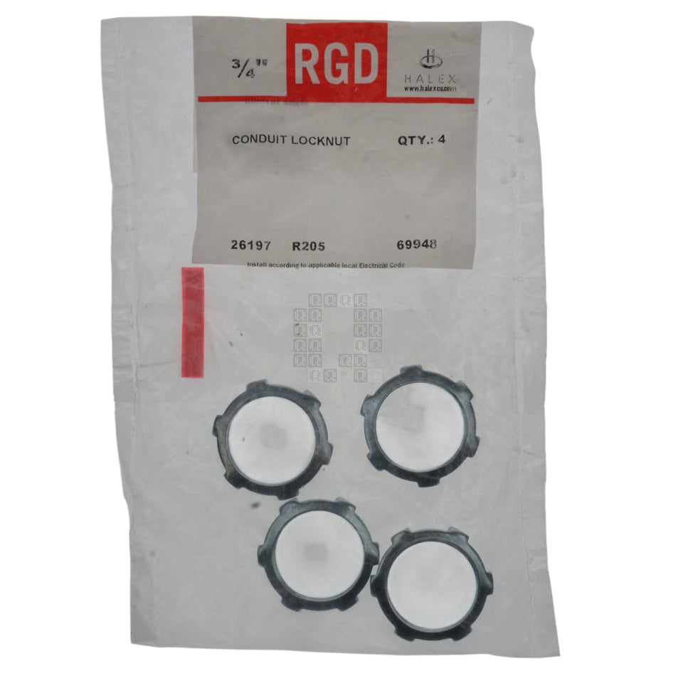 Halex 26197 Rigid Conduit 3/4" Locknut, 4-Pack