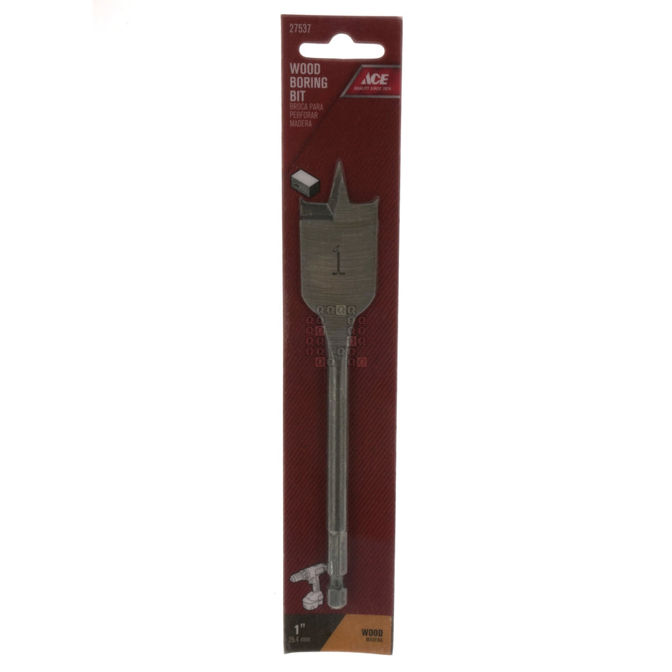 ACE Hardware 27537 HSS Wood Boring Spade Bit, 1" Diameter x 6" Length, 1/4" Hex Shank