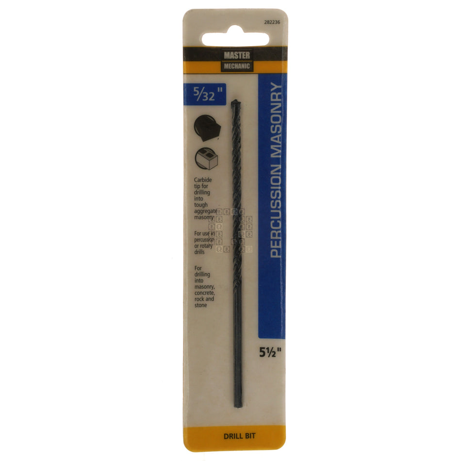 Master Mechanic 282236 5/32" x 5-1/2" Carbide Tip Percussion Masonry Drill Bit