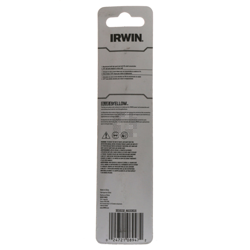 Irwin 3016132 1/2" Cobalt Jobber Length Drill Bit, 135° Split Point