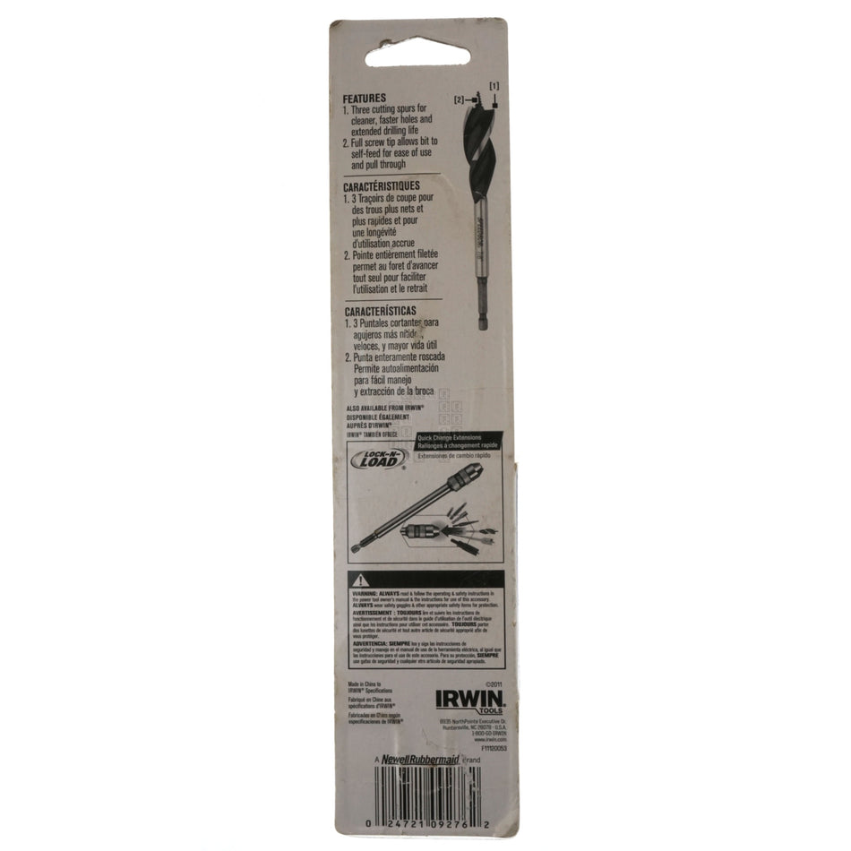 Irwin 3041007 Speedbor Self-feeding Auger Boring Bit, 1" Diameter, 6" Length