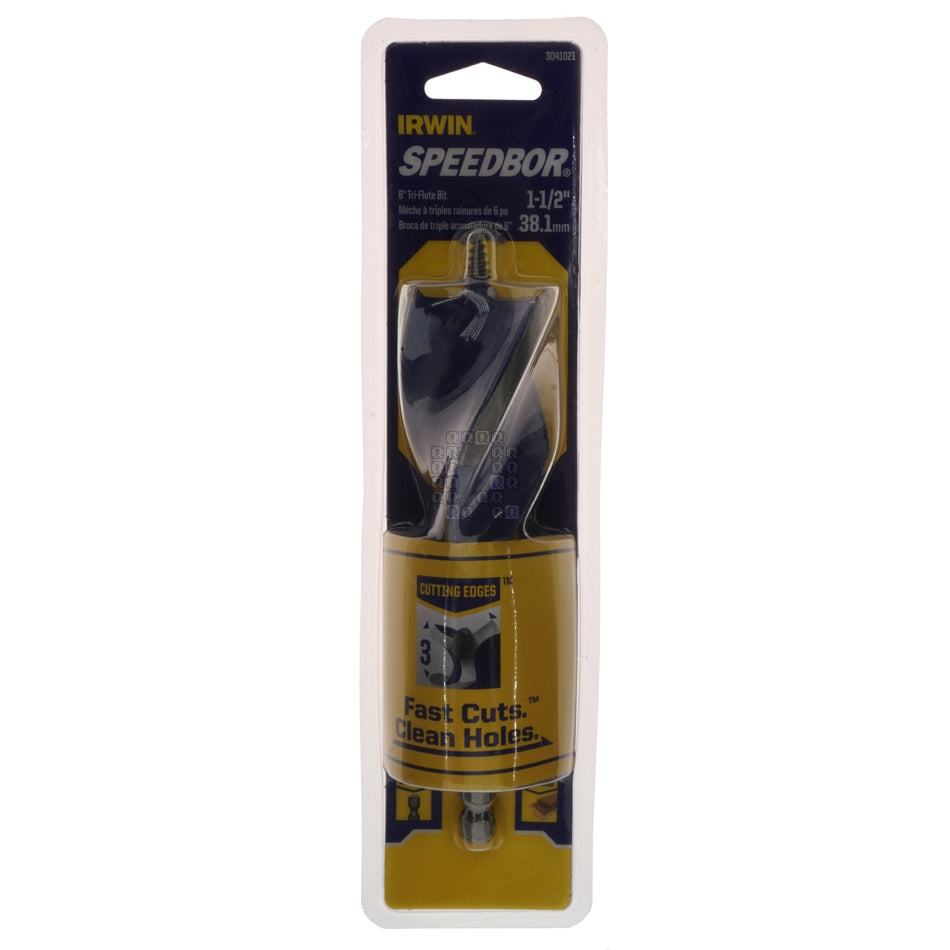 Irwin 3041021 Speedbor Self-feeding Auger Boring Bit, 1-1/2" Diameter, 6" Length