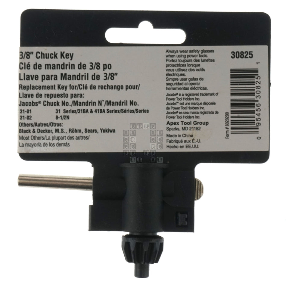 Jacobs 30825 3/8" (10mm) Jacobs Chuck Key, 15/64" Pilot