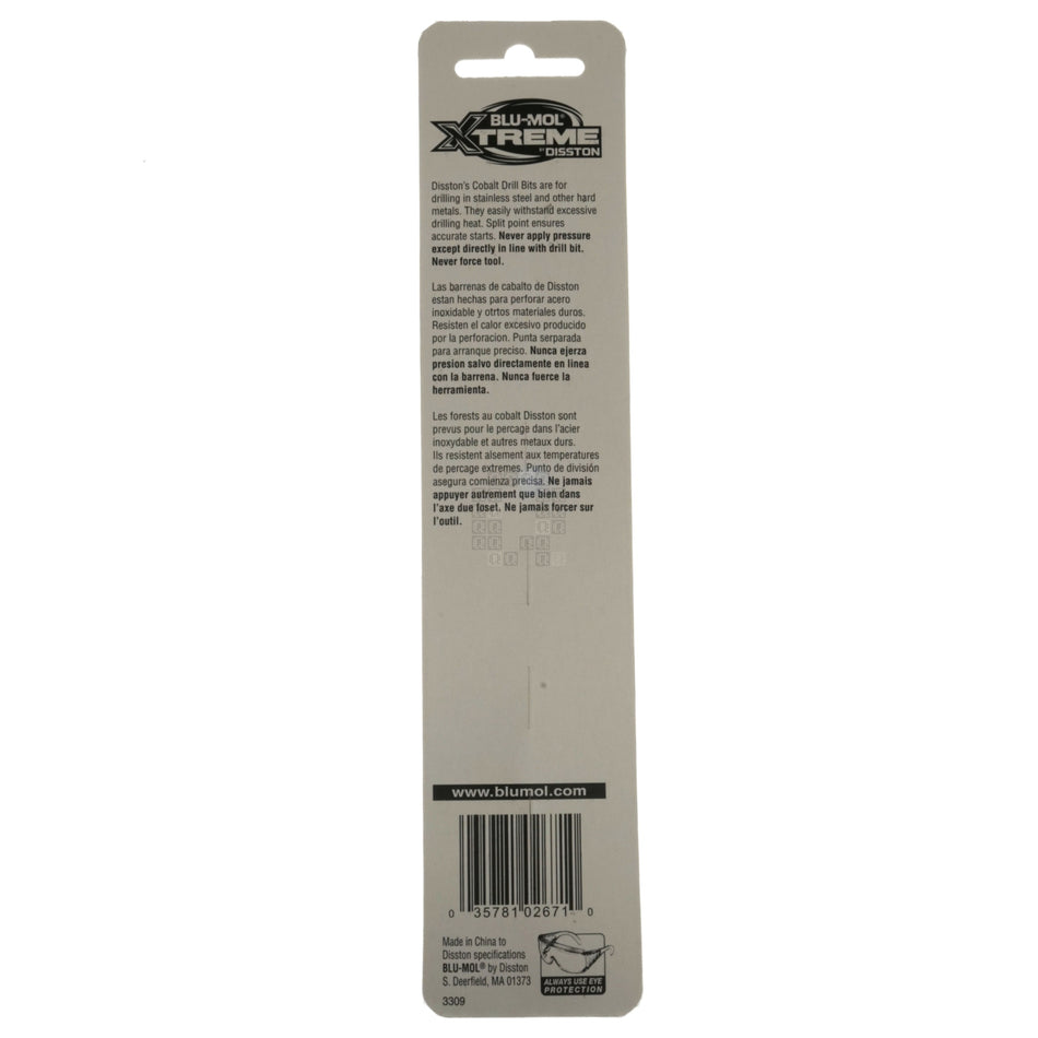 BLU-MOL 3309 15/32" Xtreme 3/8" Reduced Shank Cobalt Drill Bit, 135° Split Point