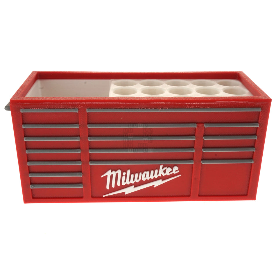 3d Printed Milwaukee Toolbox-style Desktop Pen / Driver Bit Holder