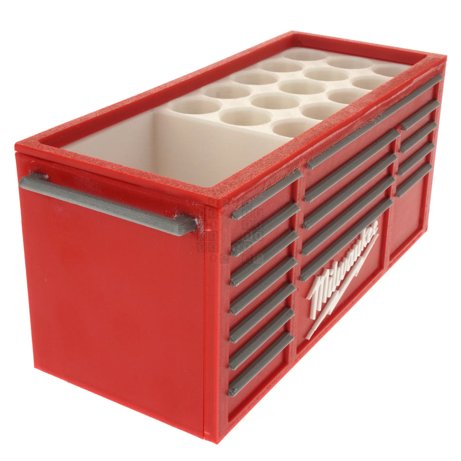 3d Printed Milwaukee Toolbox-style Desktop Pen / Driver Bit Holder