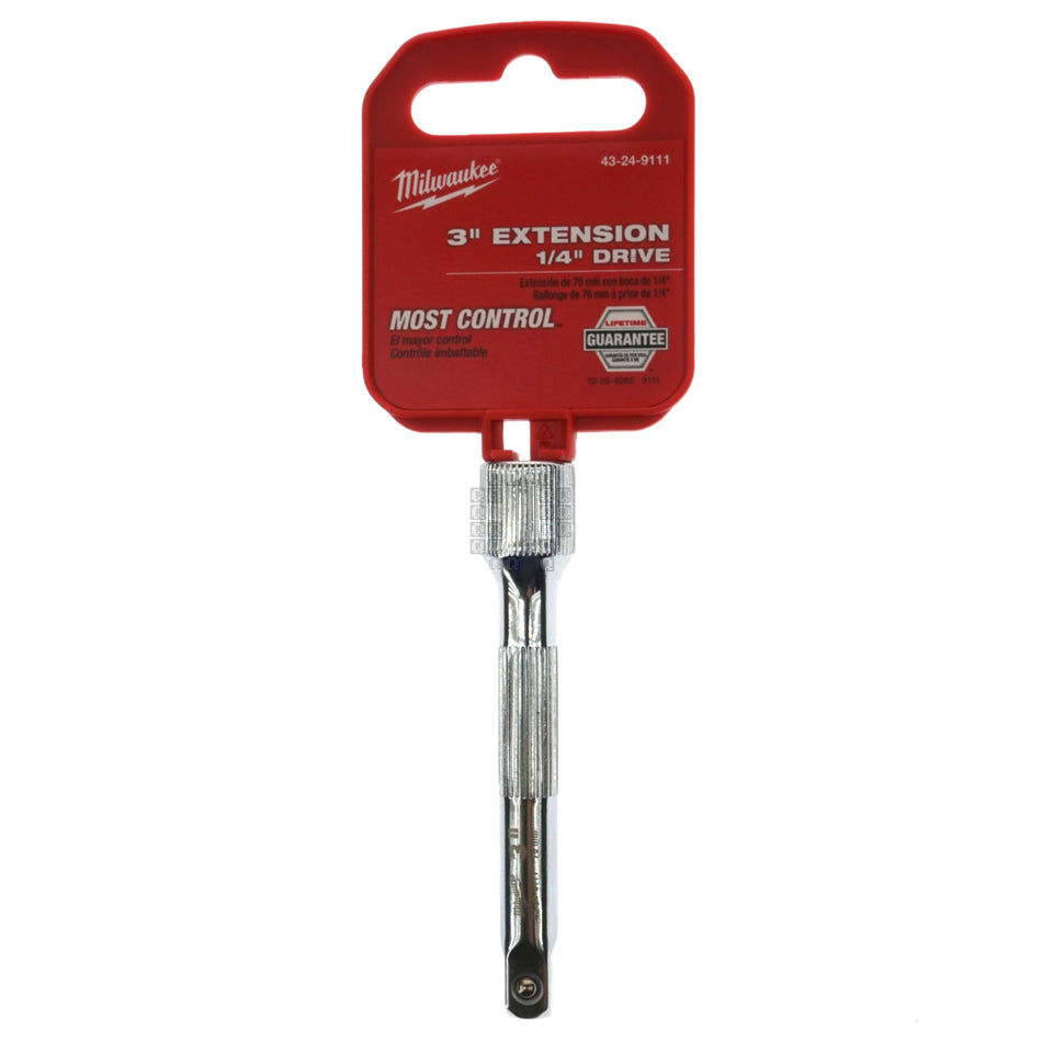 Milwaukee Tool 43-24-9111 Socket Extension, 1/4" Square Drive, 3" Length