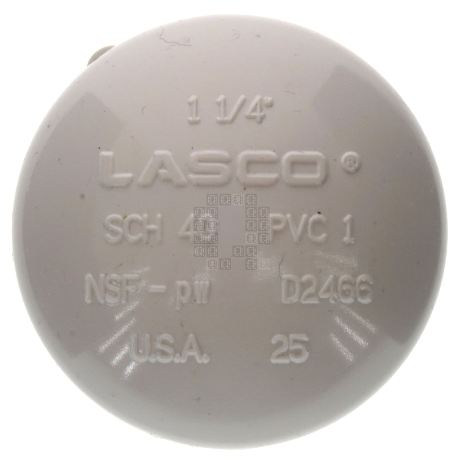Lasco 447012BC 1-1/4" Slip Fit PVC Pipe Cap, White, Schedule 40