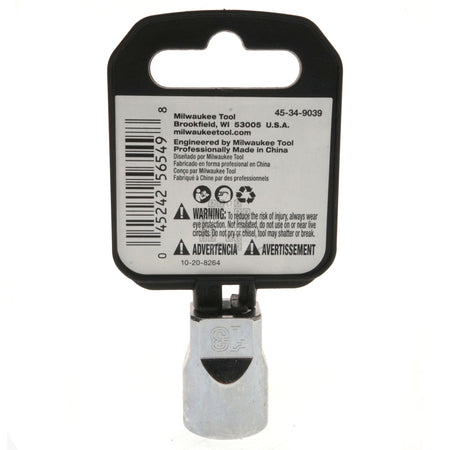 Milwaukee Tool 45-34-9039 Standard 1/4" Drive Chrome 13mm Metric Socket with Four Flat Sides Package Back