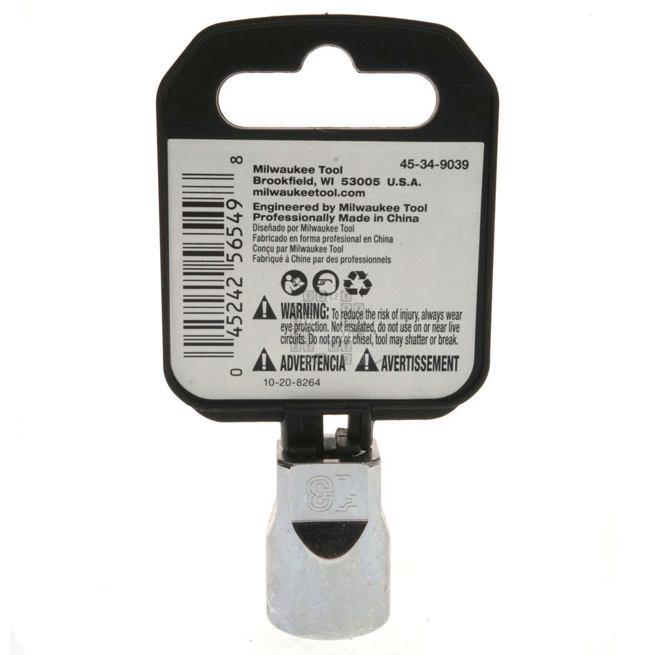 Milwaukee 45-34-9039 Standard 1/4" Drive Chrome 13mm Metric Socket with Four Flat Sides