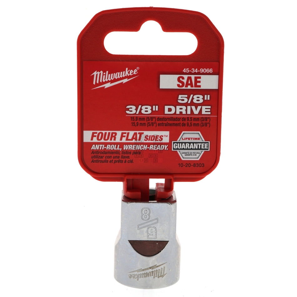 Milwaukee 45-34-9066 Standard 3/8" Drive 5/8" SAE Socket with Four Flat Sides, 6-Point
