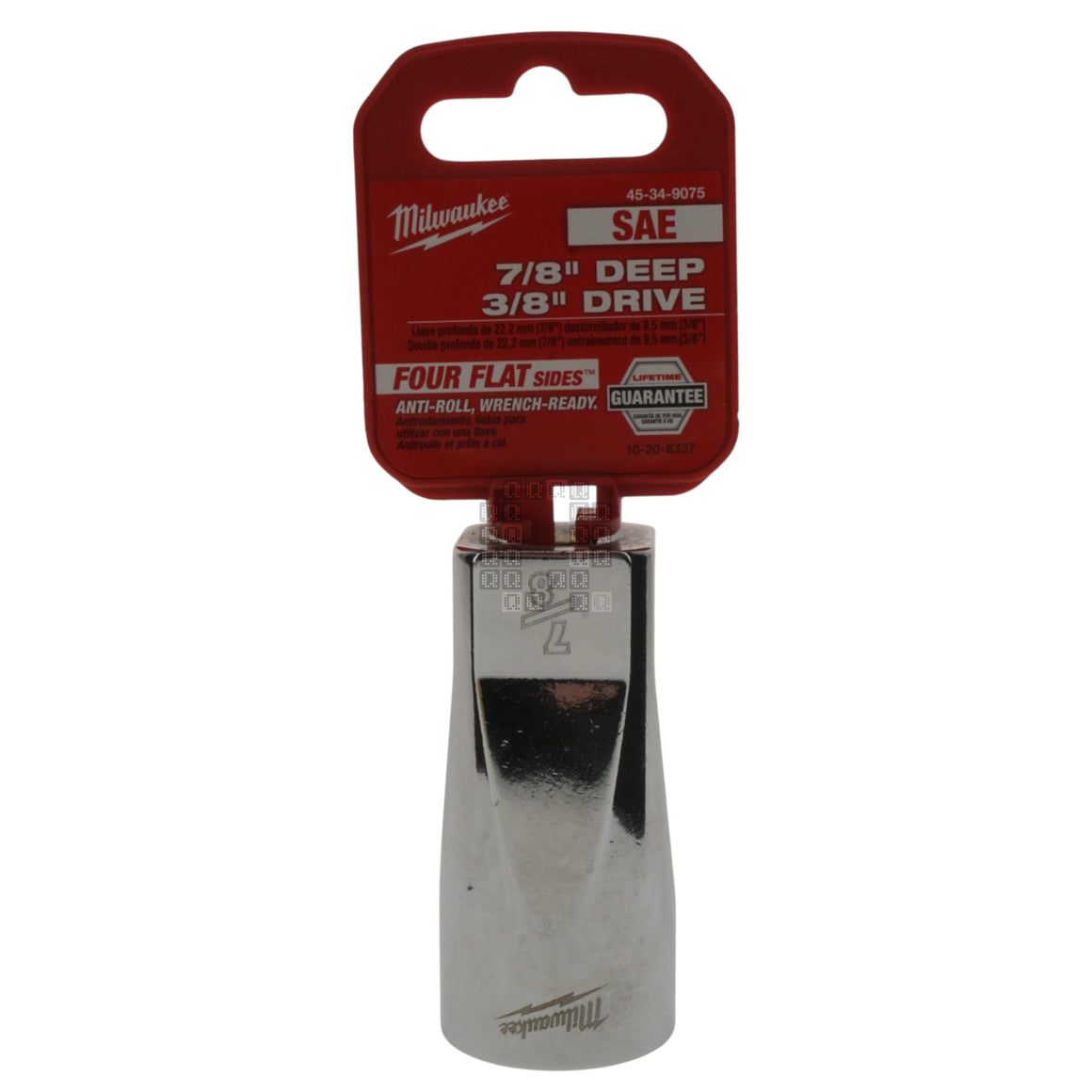 Milwaukee Tool 45-34-9075 Deep 3/8" Drive Chrome 7/8" SAE Socket with Four Flat Sides Package Front