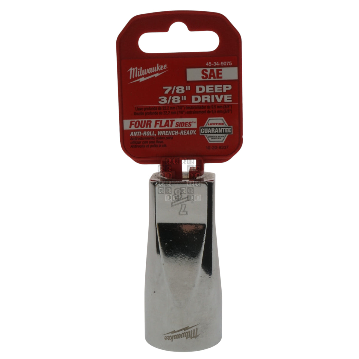 Milwaukee Tool 45-34-9075 Deep 3/8" Drive Chrome 7/8" SAE Socket with Four Flat Sides Package Front