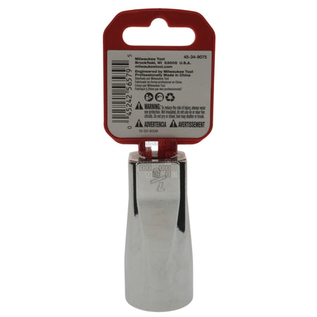 Milwaukee Tool 45-34-9075 Deep 3/8" Drive Chrome 7/8" SAE Socket with Four Flat Sides Package Back