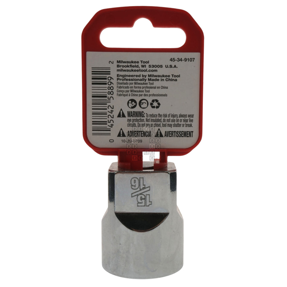 Milwaukee Tool 45-34-9107 Standard 1/2" Drive 15/16" SAE Socket with Four Flat Sides
