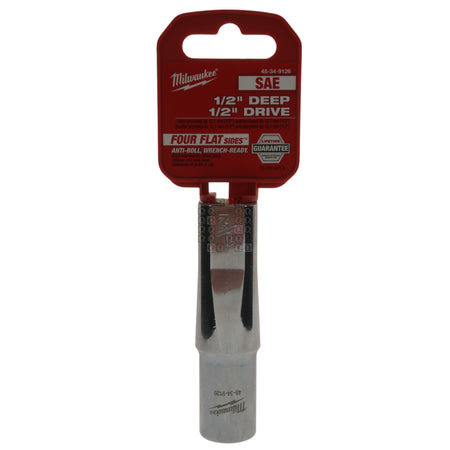 Milwaukee Tool 45-34-9126 Deep Chrome 1/2" Hex Drive 1/2" Square SAE Socket with Four Flat Sides