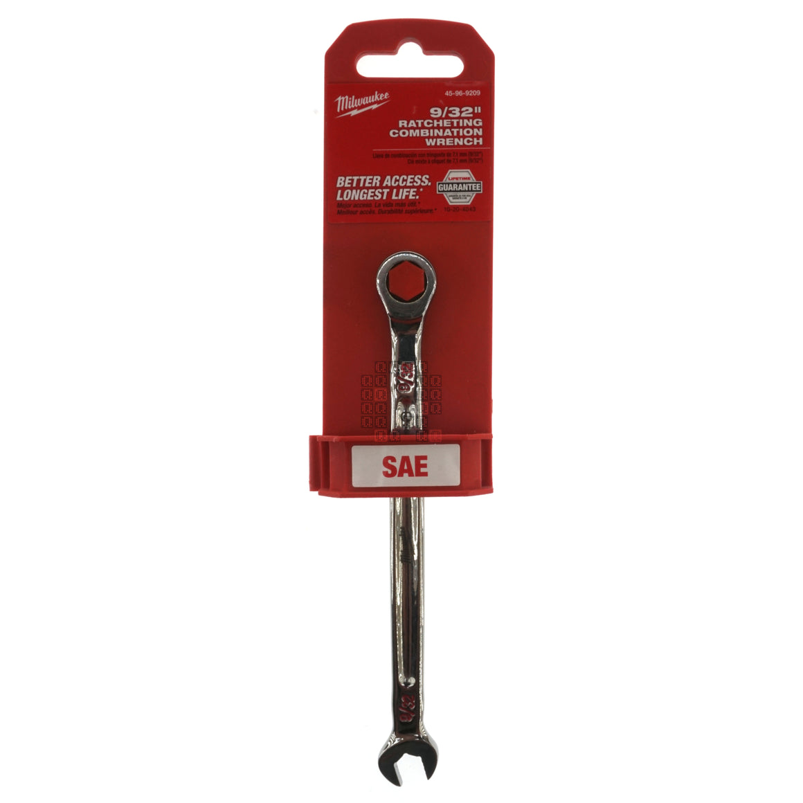 Milwaukee Tool 45969209 45-96-9209 9/32" SAE Chrome Vanadium Ratcheting Combo Wrench Package Front