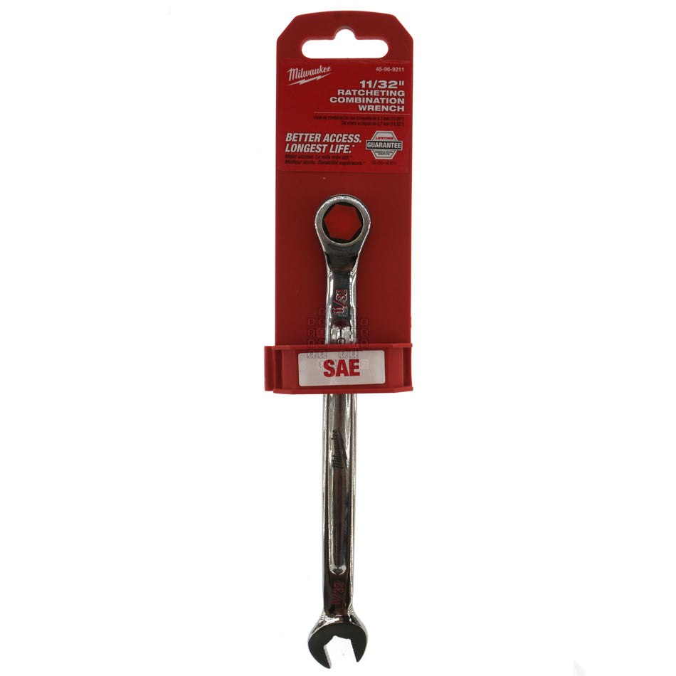 Milwaukee Tool 45-96-9211 11/32" SAE Ratcheting Combo Wrench