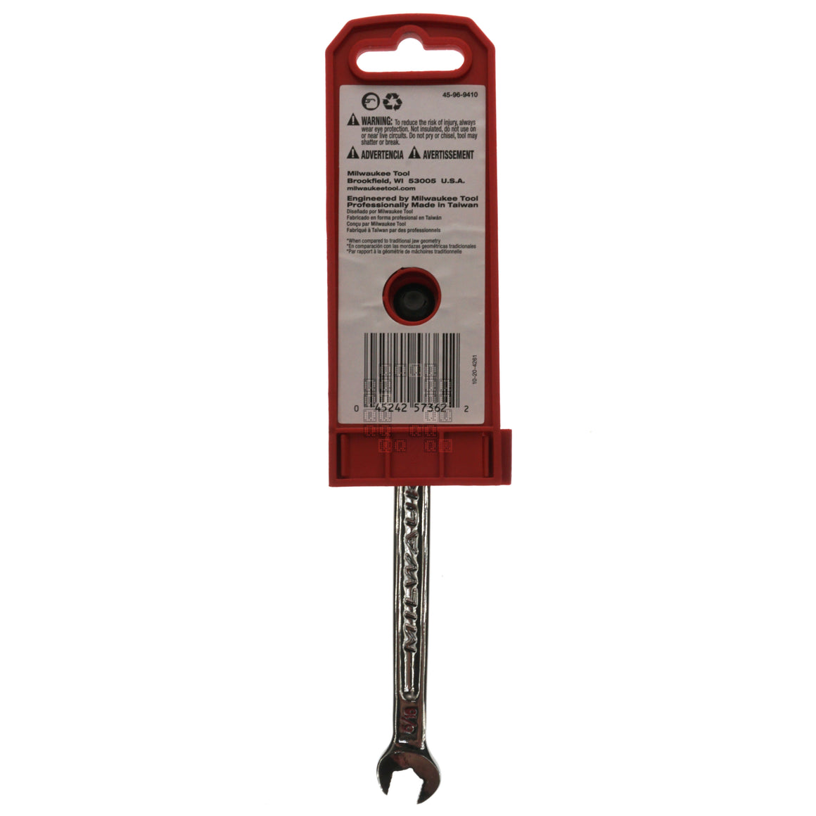 Milwaukee Tool 45-96-9410 5/16" SAE Combination Wrench Package Back