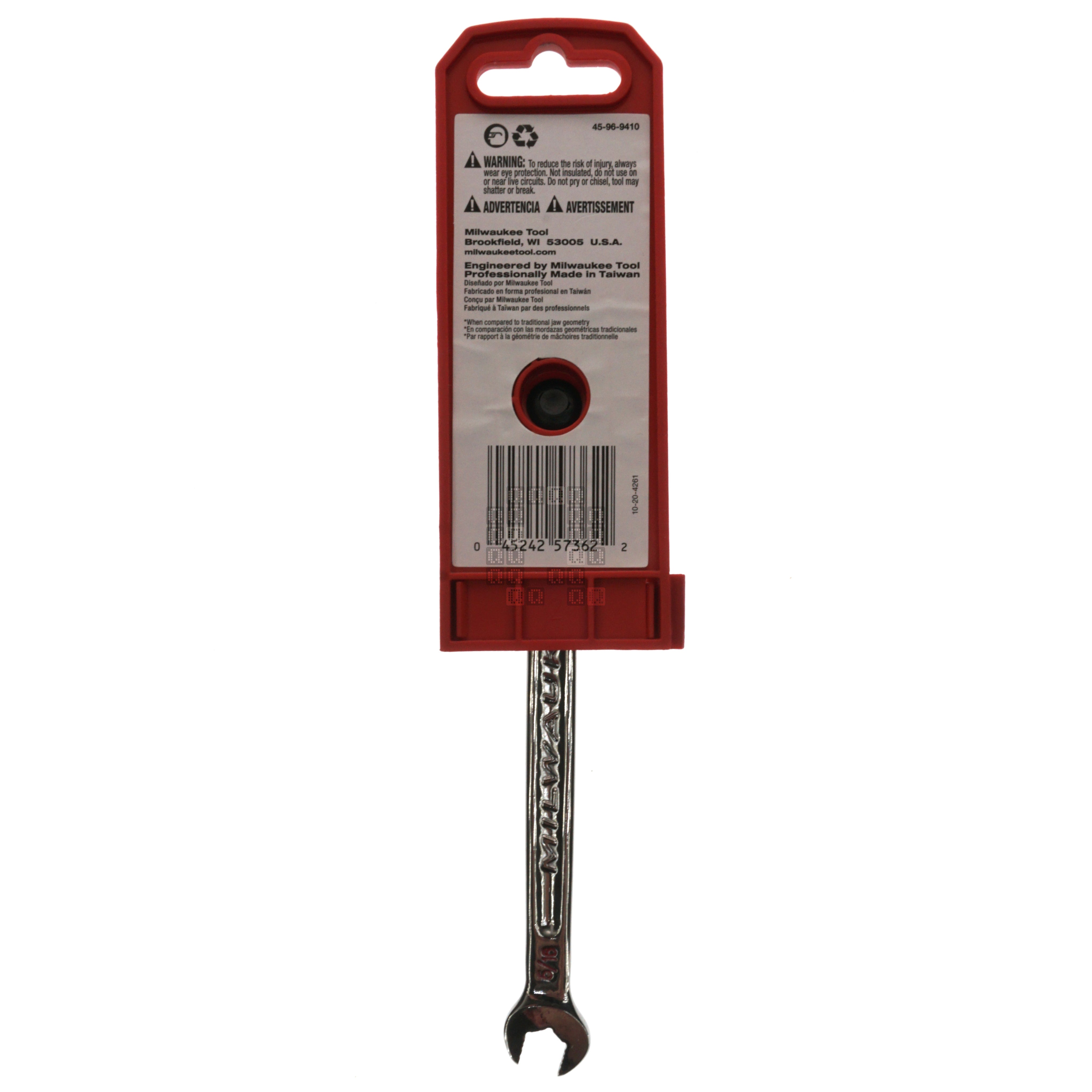 Milwaukee Tool 45-96-9410 5/16" SAE Combination Wrench Package Back