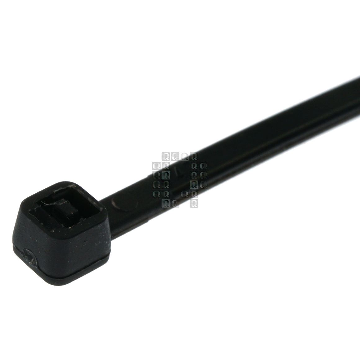 Gardner Bender GB 46-104UVB  Indoor/Outdoor 4" Standard Cable Tie, UV Resistant Black, 100-Pack, Closeup of Clasp