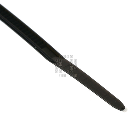 Gardner Bender GB 46-104UVB  Indoor/Outdoor 4" Standard Cable Tie, UV Resistant Black, closeup of tip