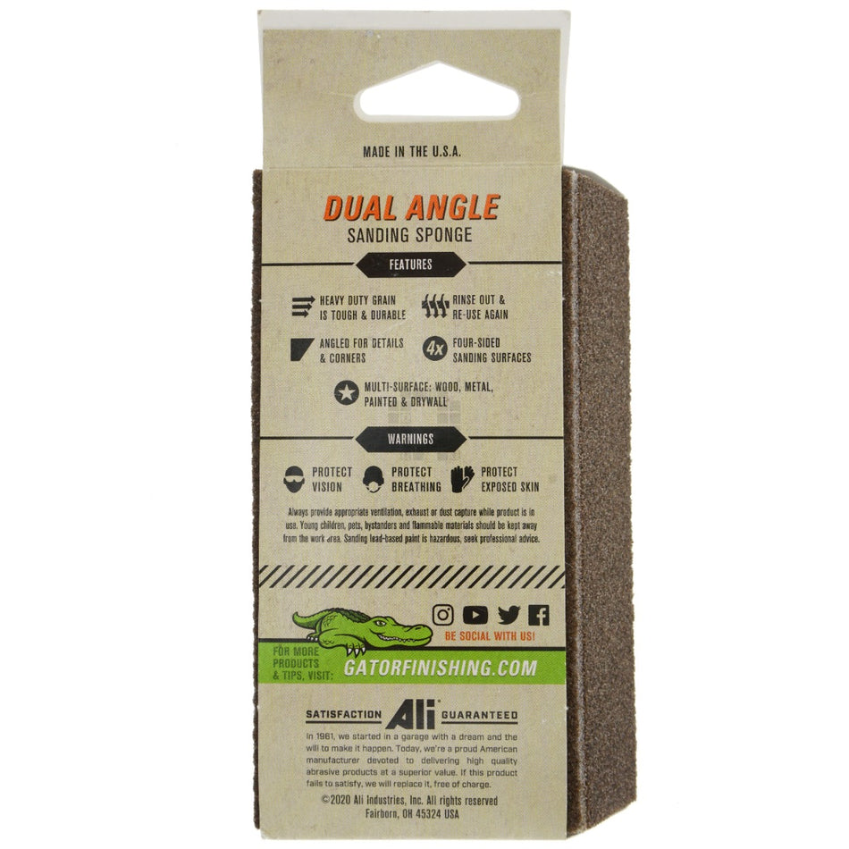 Gator 4637 All-Purpose EdgeProtect Dual-Angle Sanding Sponge, Medium Grit
