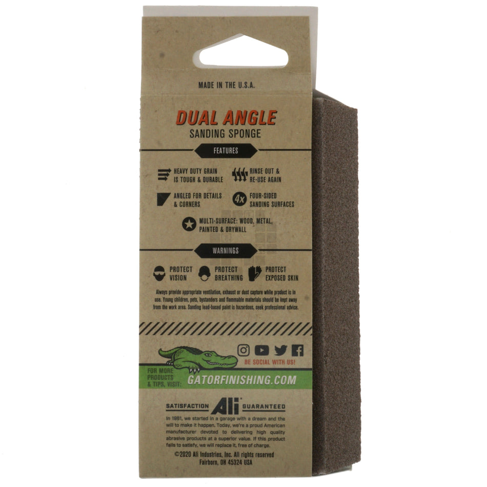 Gator 4638 All-Purpose EdgeProtect Dual-Angle Sanding Sponge, Fine Grit