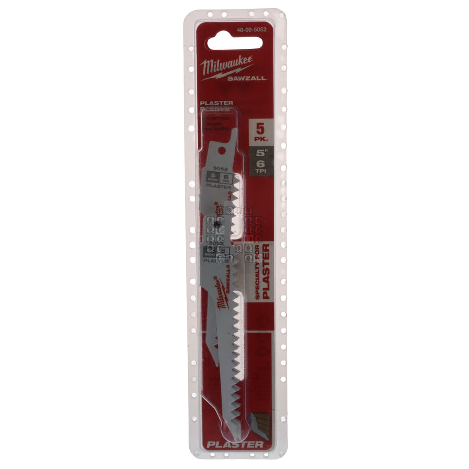 Milwaukee Tool 48-00-5052 SAWZALL  5" 6TPI Plaster Blades - 5-Pack