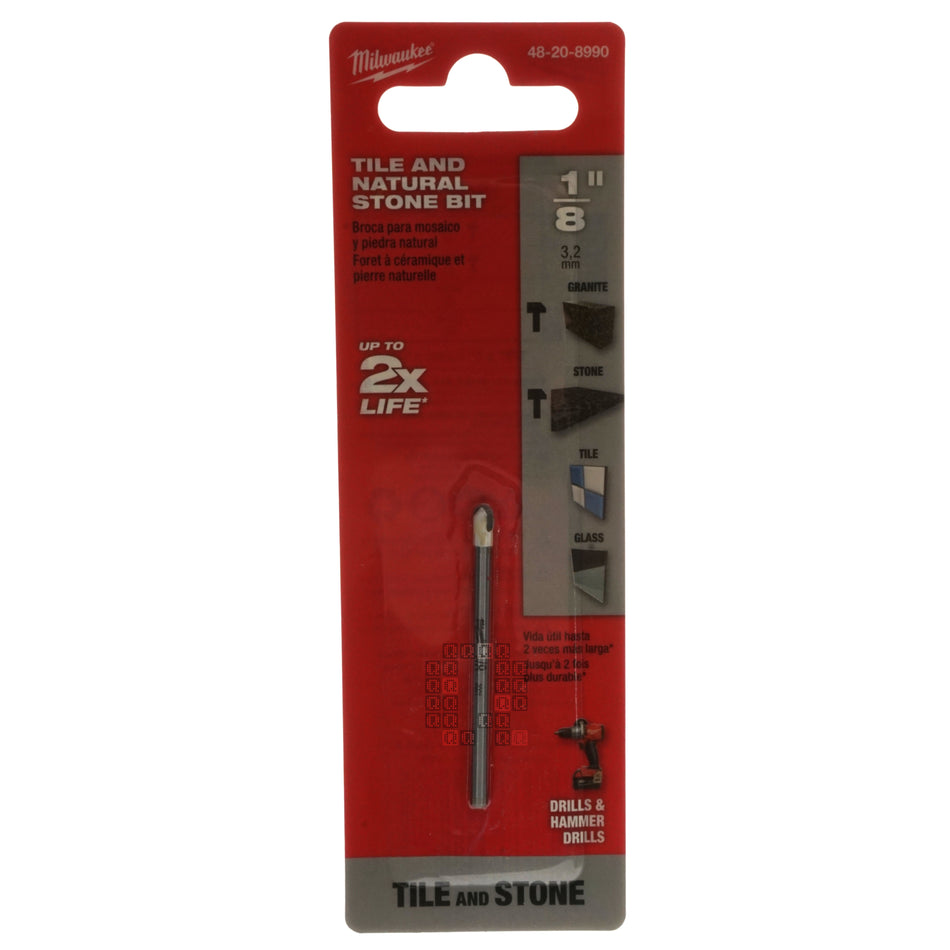 Milwaukee Tool 48-20-8990 1/8" Tile and Natural Stone Bit