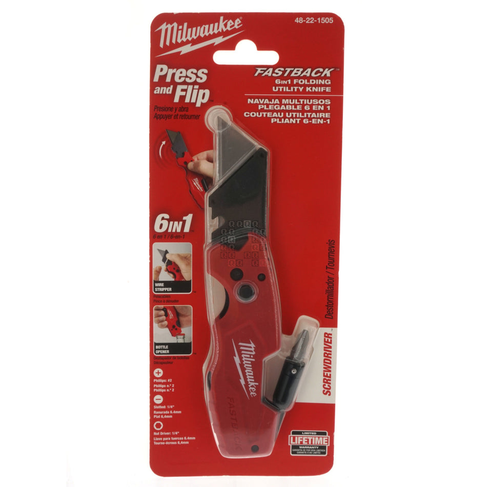 Milwaukee Tool 48-22-1505 FASTBACK 6-in-1 Folding Utility Knife