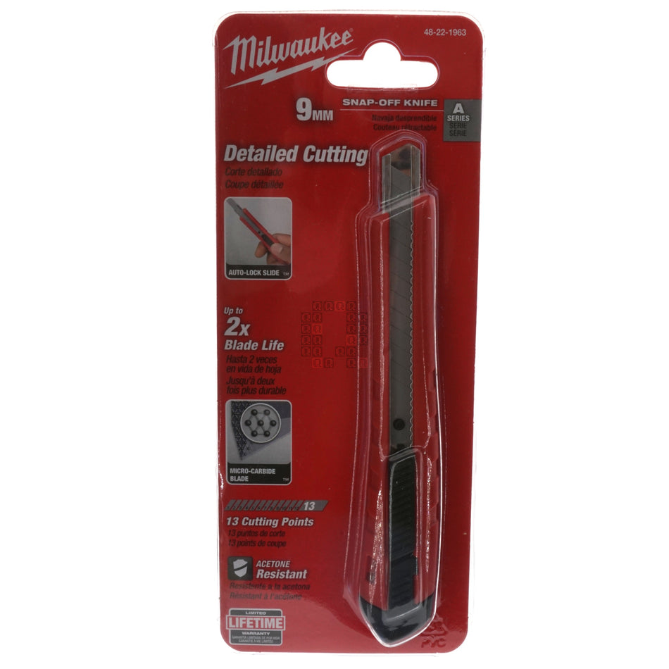 Milwaukee Tool 48-22-1963 9mm Snap Off Knife, Auto-Lock Slide