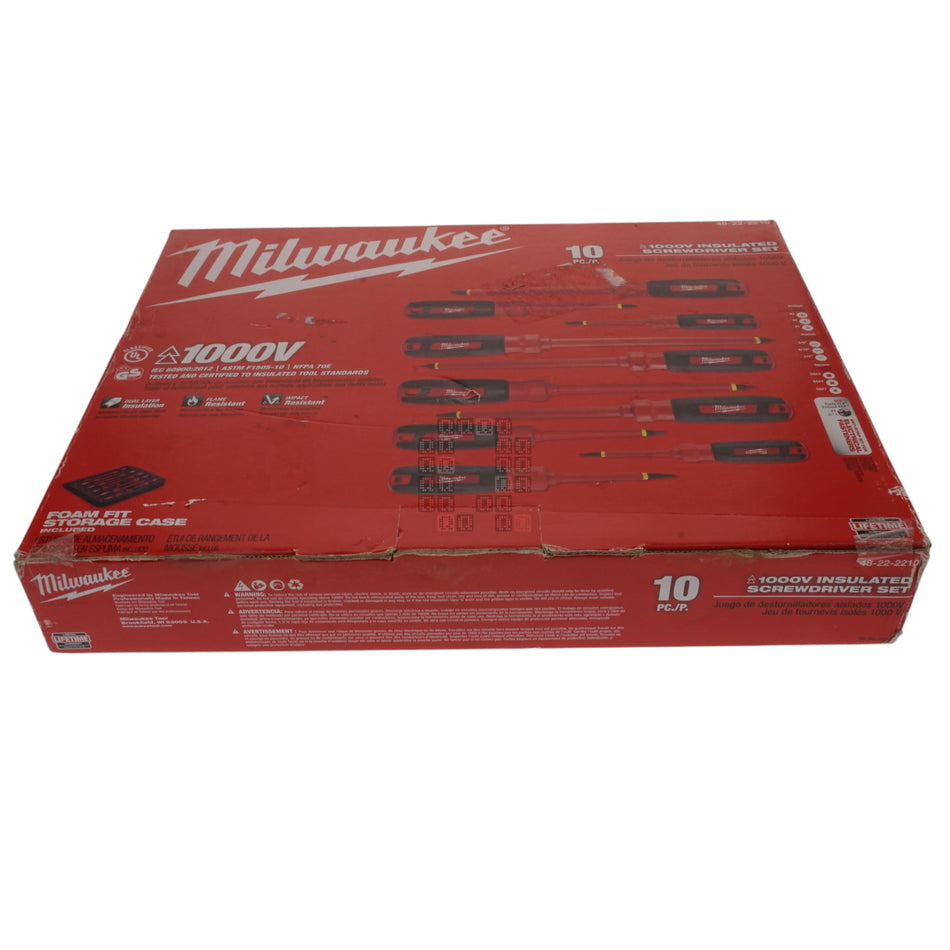 Milwaukee Tool 48-22-2210 10-Piece 1000V Insulated Screwdriver Set with w/ EVA Foam Case