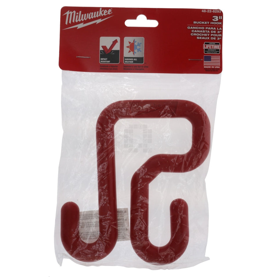 Milwaukee Tool 48-22-8293 Red Bucket Hook, 3"