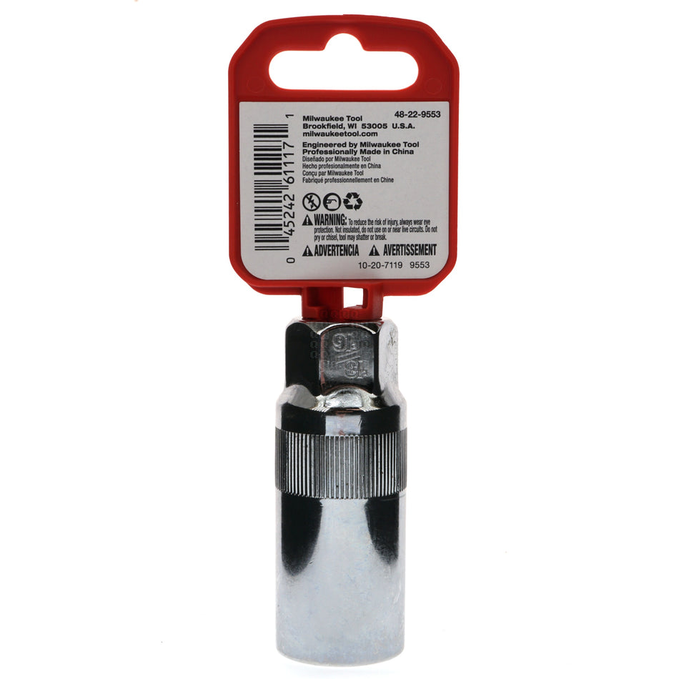 Milwaukee Tool 48-22-9553 13/16" SAE Chrome Spark Plug Socket, 3/8" Drive