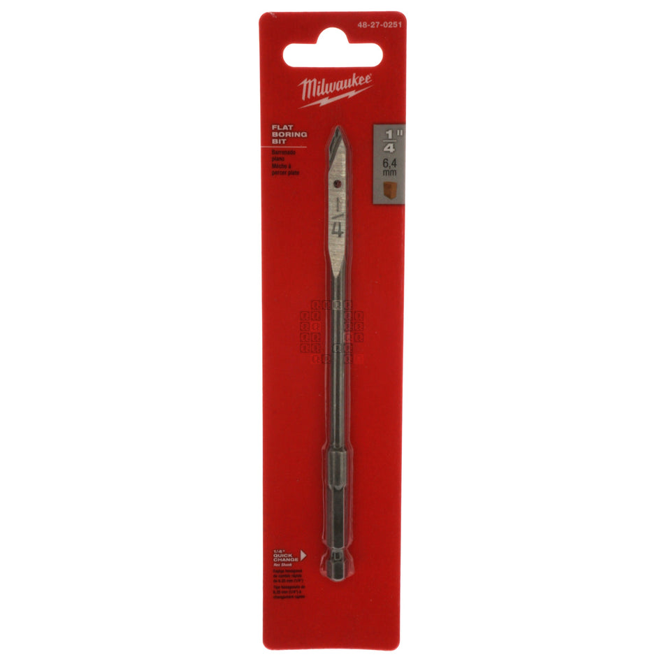 Milwaukee Tool 48-27-0251 Flat Boring Bit 1/4" x 6", 1/4" Hex Shank