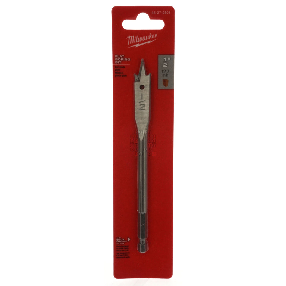 Milwaukee Tool 48-27-0501 Flat Boring Bit 1/2" x 6", 1/4" Hex Shank