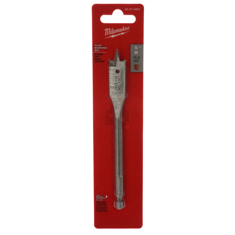 Milwaukee Tool 48-27-0621 Flat Boring Bit 5/8" x 6", for 1/4" Hex Quick Change Chucks