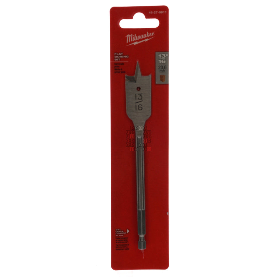 Milwaukee Tool 48-27-0811 Flat Boring Bit 13/16" x 6" for 1/4" Hex Quick Change Chucks