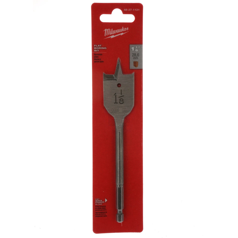 Milwaukee Tool 48-27-1121 Flat Boring Bit 1-1/8" x 6" for 1/4" Hex Quick Change Chucks
