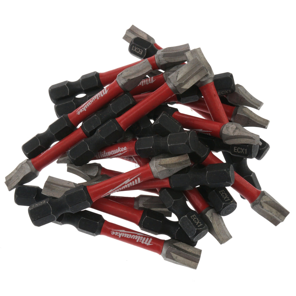 Milwaukee Tool 48-32-4144 SHOCKWAVE Impact Duty 2" ECX #1 Bits, 25 Pack